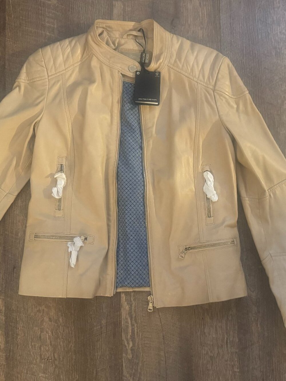 Massimo Duty Leather Jacket Beige